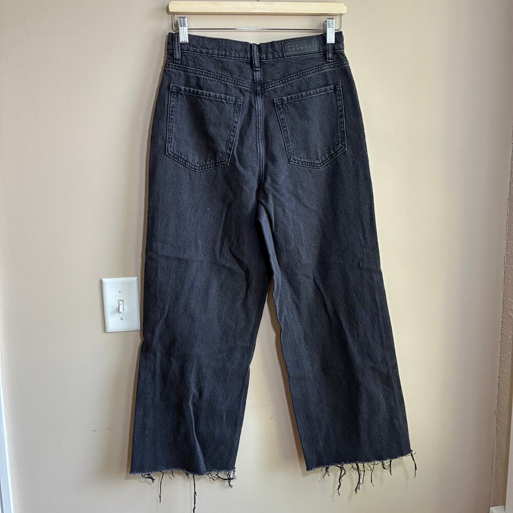 Pacsun nora wide leg black jeans raw hem women's size 28 100% cotton pants - Picture 7 of 9